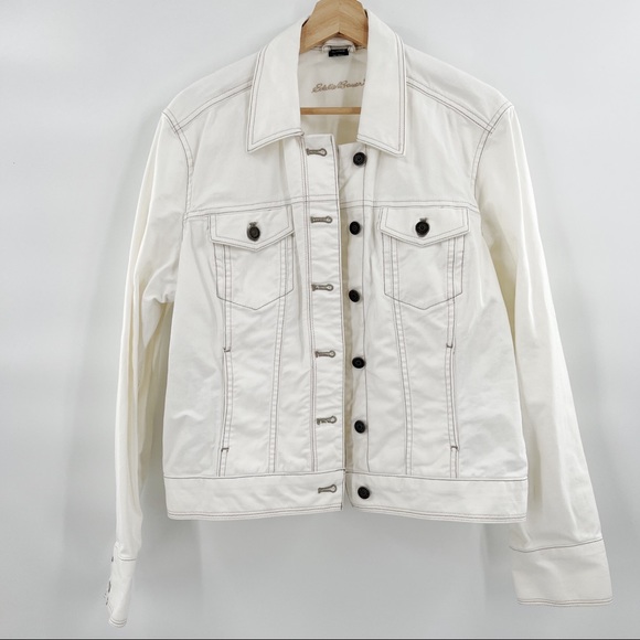 eddie bauer white denim jacket